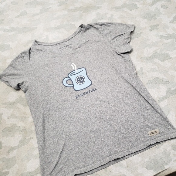 Life Is Good Top Womens Large Gray V-Neck Short Sleeve Crusher Tee - Picture 2 of 9
